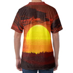 African Savanna Sunset Print Men's Velvet T-Shirt