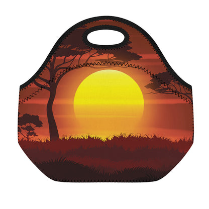 African Savanna Sunset Print Neoprene Lunch Bag