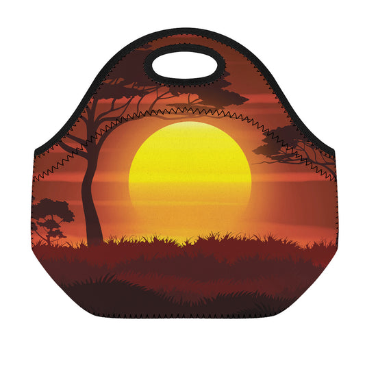 African Savanna Sunset Print Neoprene Lunch Bag