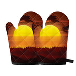 African Savanna Sunset Print Oven Mitts