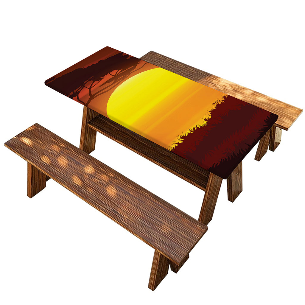 African Savanna Sunset Print Picnic Table Cover