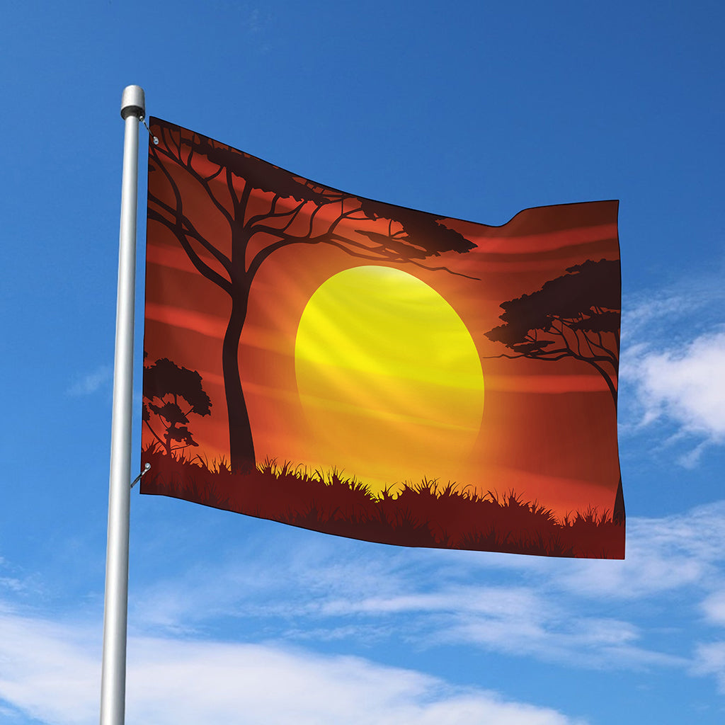 African Savanna Sunset Print Polyester Flag