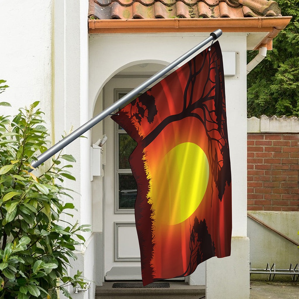 African Savanna Sunset Print Polyester Flag