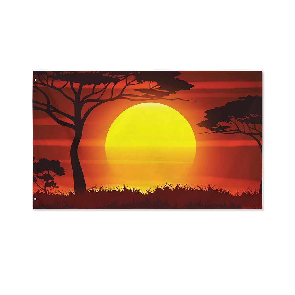 African Savanna Sunset Print Polyester Flag