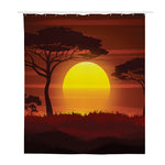 African Savanna Sunset Print Polyester Shower Curtain