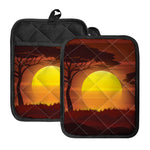 African Savanna Sunset Print Pot Holders With Pocket