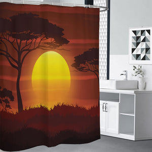 African Savanna Sunset Print Premium Shower Curtain