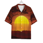African Savanna Sunset Print Rayon Hawaiian Shirt