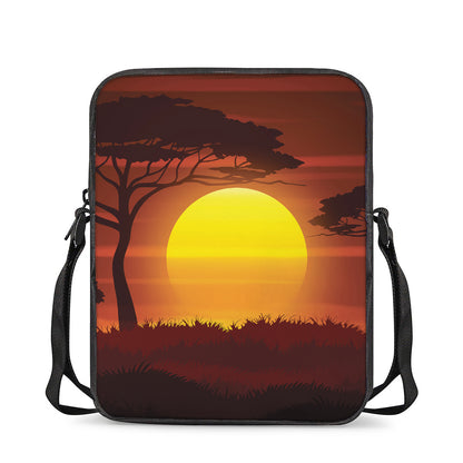 African Savanna Sunset Print Rectangular Crossbody Bag