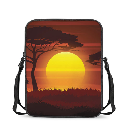 African Savanna Sunset Print Rectangular Crossbody Bag