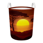 African Savanna Sunset Print Round Laundry Basket