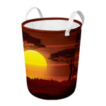 African Savanna Sunset Print Round Laundry Basket