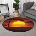 African Savanna Sunset Print Round Rug