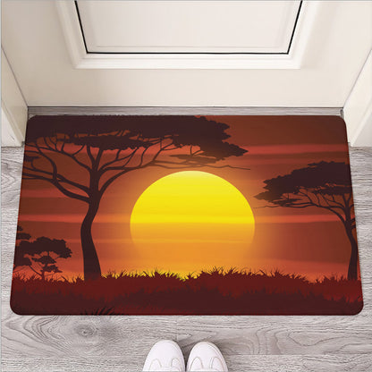African Savanna Sunset Print Rubber Doormat