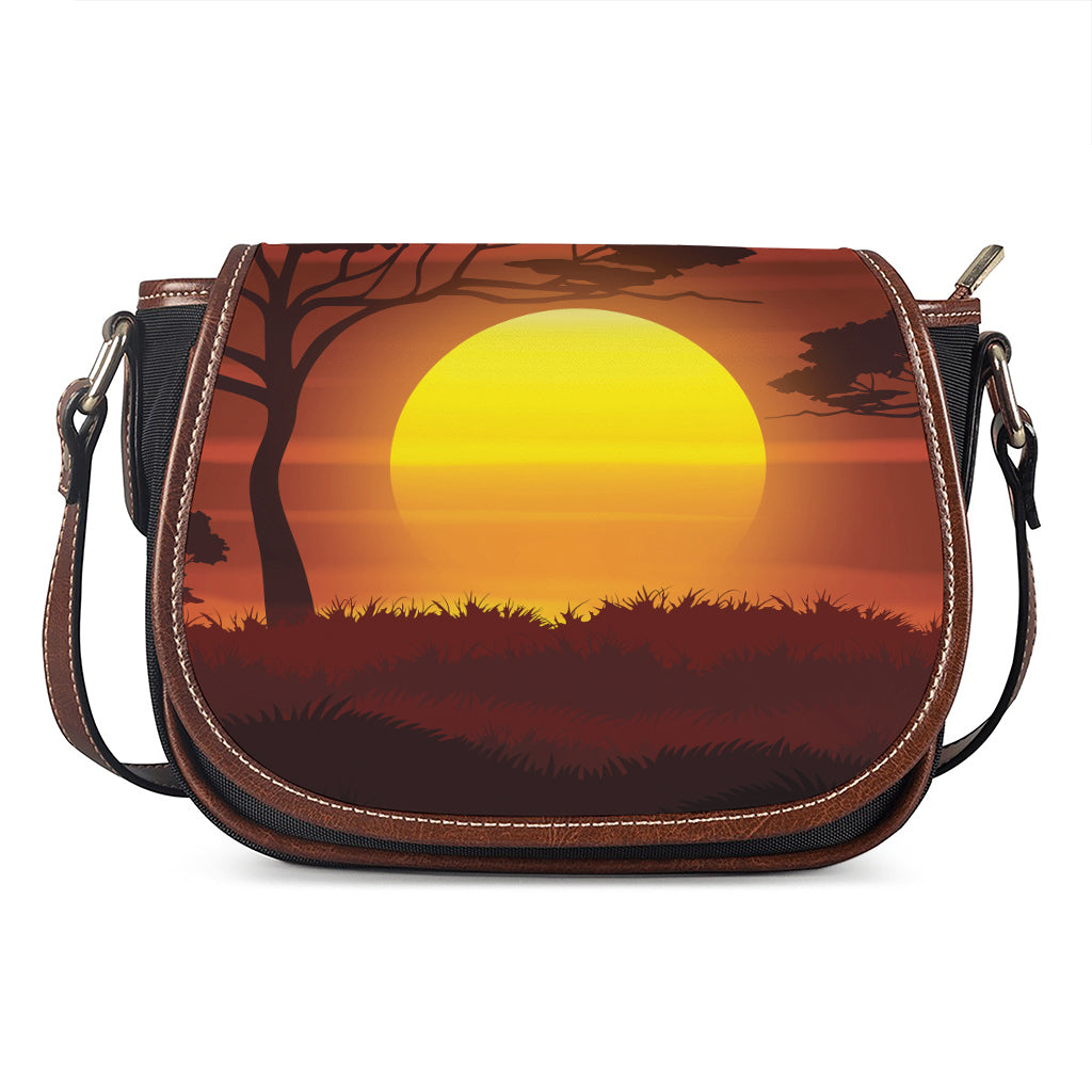 African Savanna Sunset Print Saddle Bag