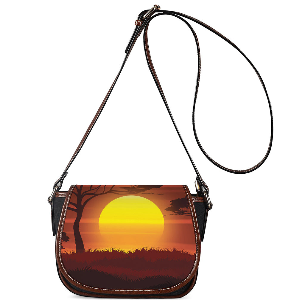 African Savanna Sunset Print Saddle Bag