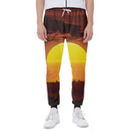 African Savanna Sunset Print Scuba Joggers