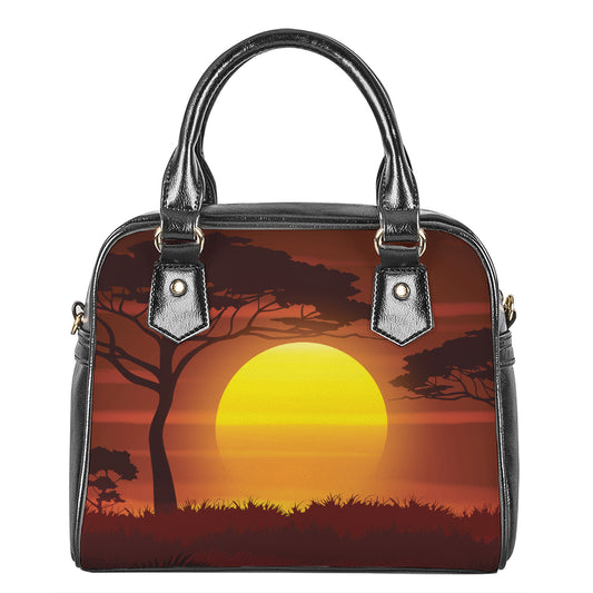 African Savanna Sunset Print Shoulder Handbag