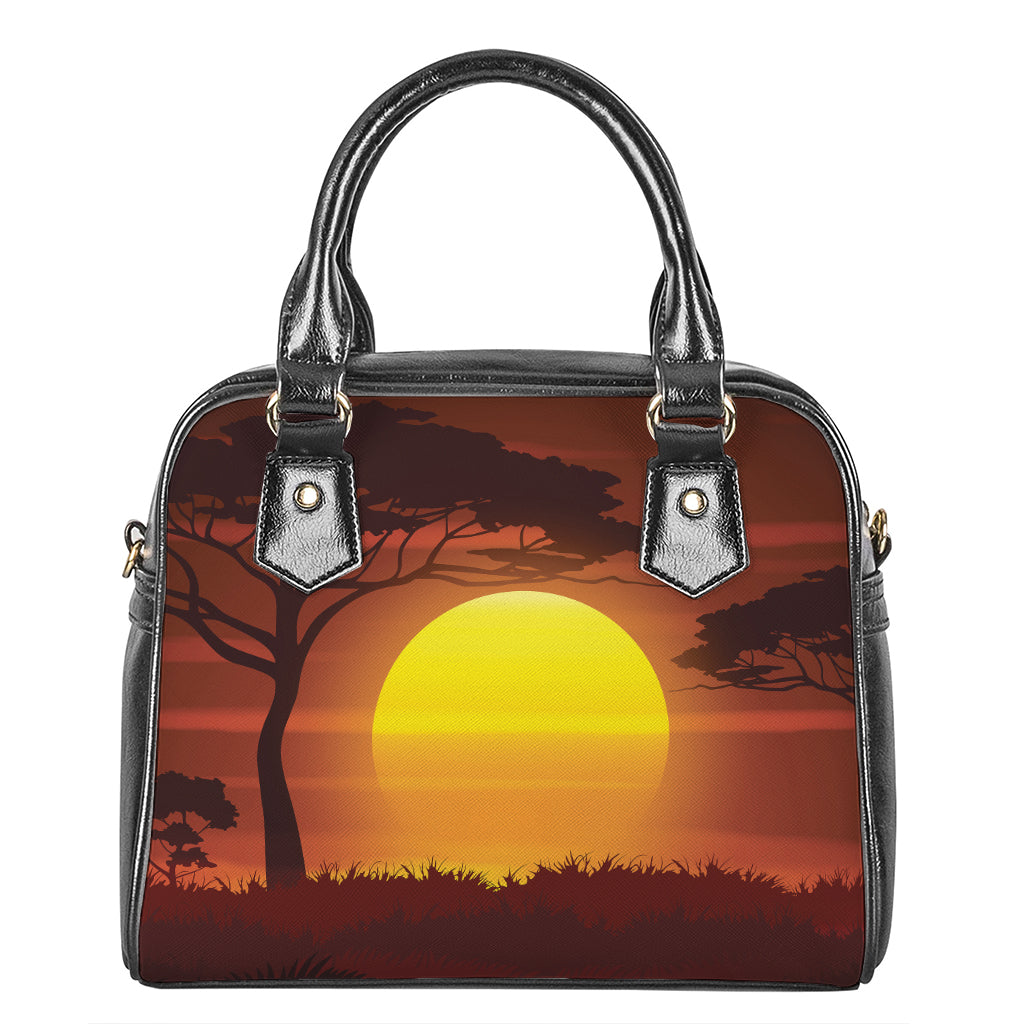 African Savanna Sunset Print Shoulder Handbag