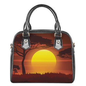 African Savanna Sunset Print Shoulder Handbag