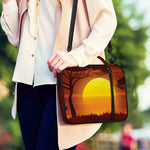African Savanna Sunset Print Shoulder Strap Bible Bag