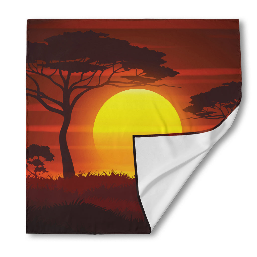 African Savanna Sunset Print Silk Bandana