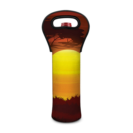 African Savanna Sunset Print Single Neoprene Wine Tote