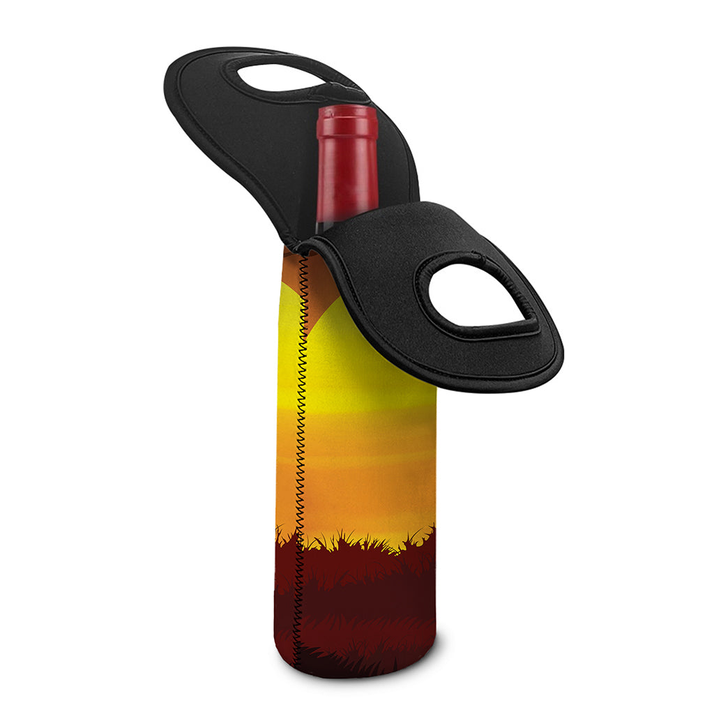 African Savanna Sunset Print Single Neoprene Wine Tote