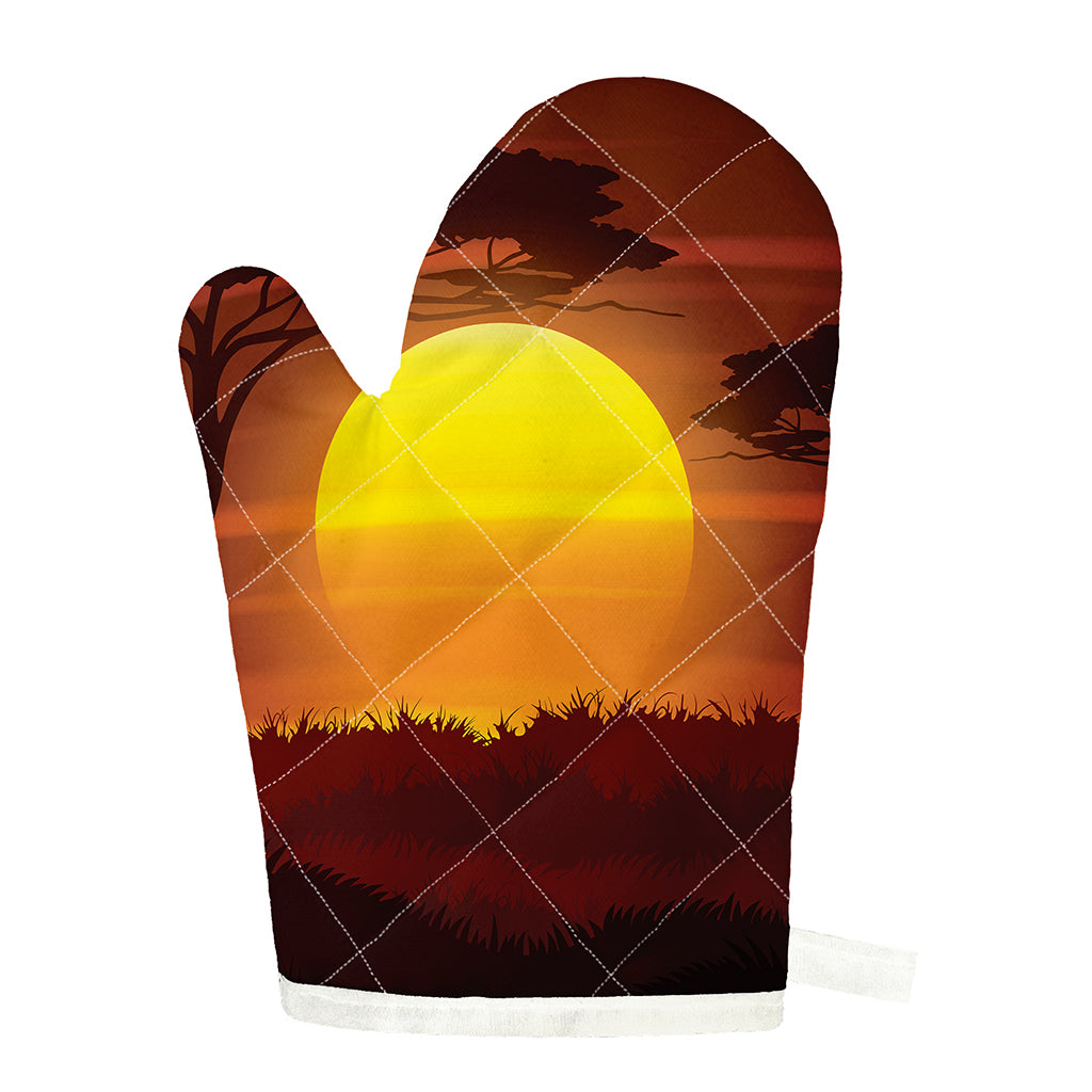 African Savanna Sunset Print Single Oven Mitt