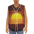 African Savanna Sunset Print Sleeveless Baseball Jersey