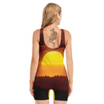 African Savanna Sunset Print Sleeveless One Piece Swimsuit