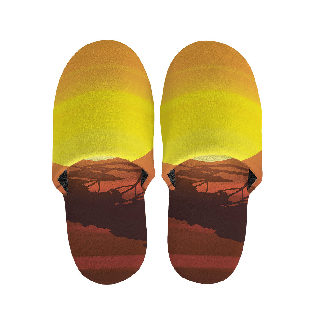 African Savanna Sunset Print Slippers