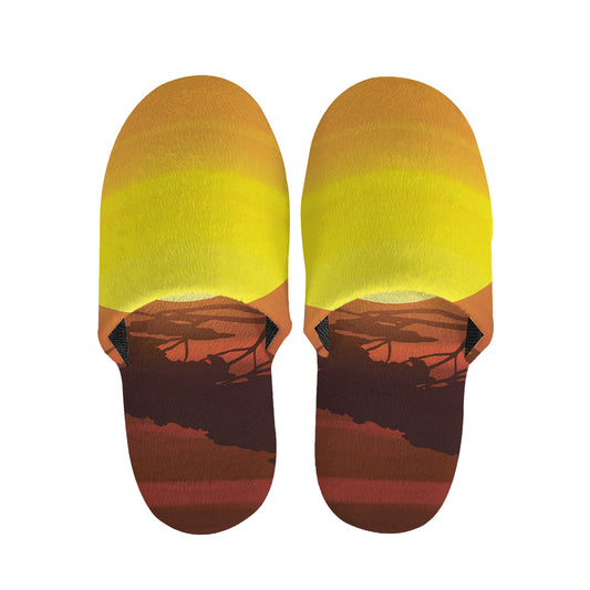 African Savanna Sunset Print Slippers
