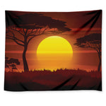 African Savanna Sunset Print Tapestry