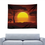 African Savanna Sunset Print Tapestry