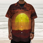 African Savanna Sunset Print Textured Short Sleeve Shirt