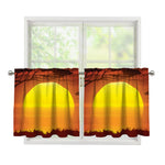 African Savanna Sunset Print Tier Curtains