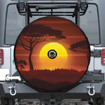 African Savanna Sunset Print Tire Cover With Camera Hole