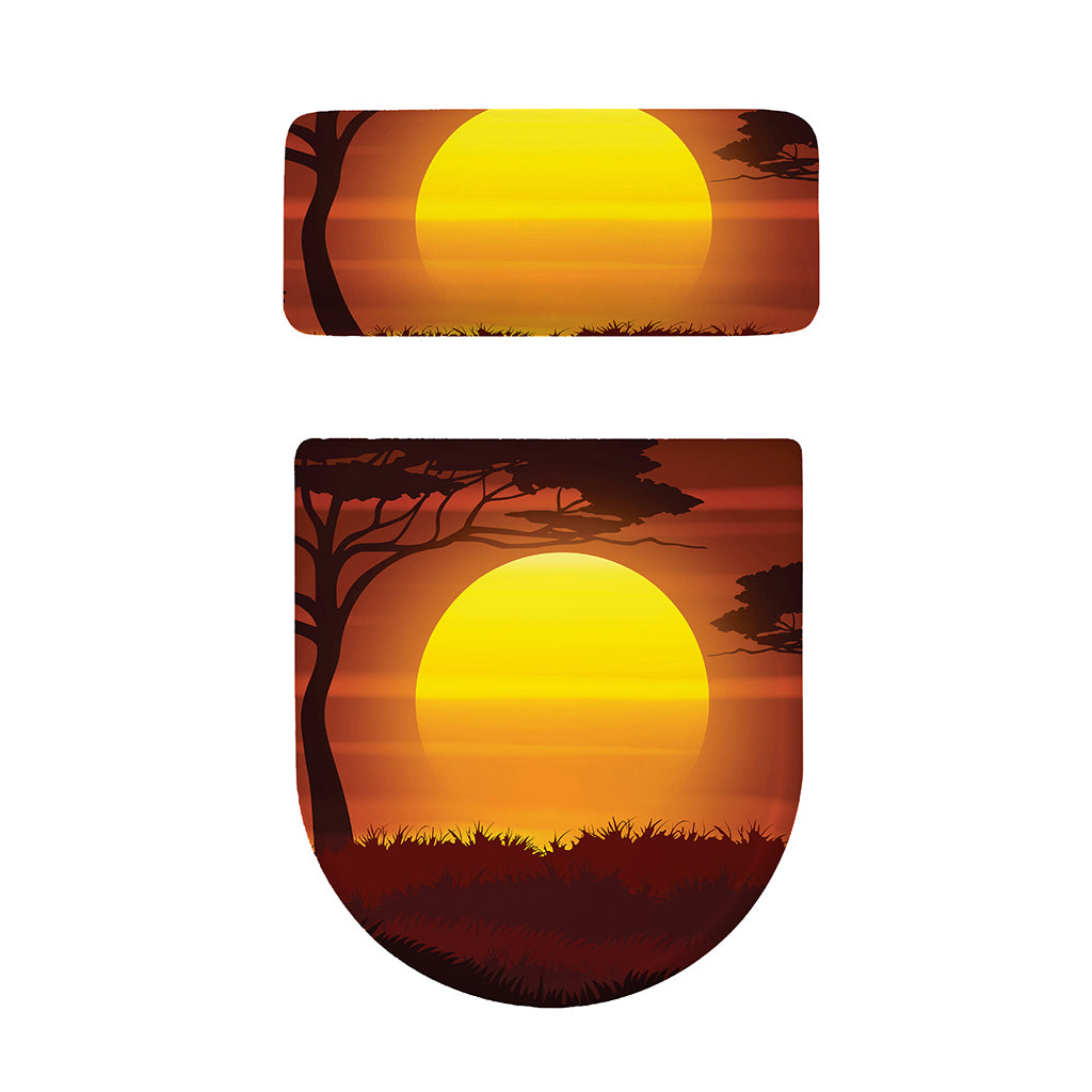 African Savanna Sunset Print Toilet Lid And Tank Cover Set