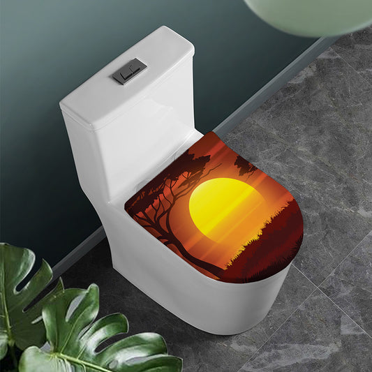 African Savanna Sunset Print Toilet Lid Cover