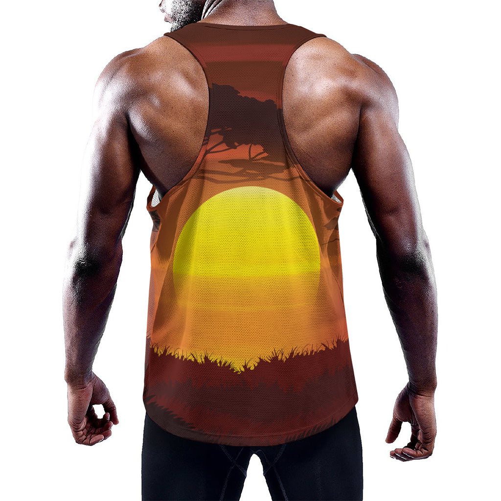 African Savanna Sunset Print Training Tank Top