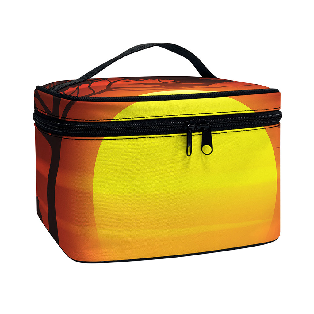 African Savanna Sunset Print Travel Makeup Bag