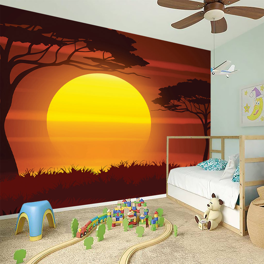 African Savanna Sunset Print Wall Sticker