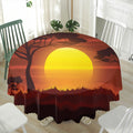 African Savanna Sunset Print Waterproof Round Tablecloth