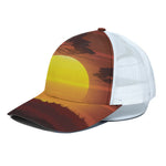 African Savanna Sunset Print White Mesh Trucker Cap