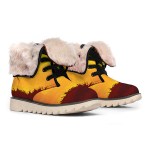 African Savanna Sunset Print Winter Boots