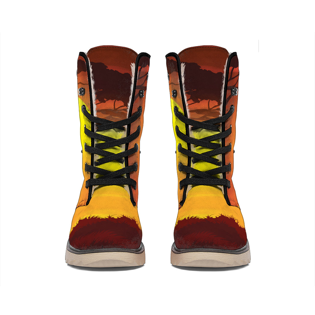 African Savanna Sunset Print Winter Boots