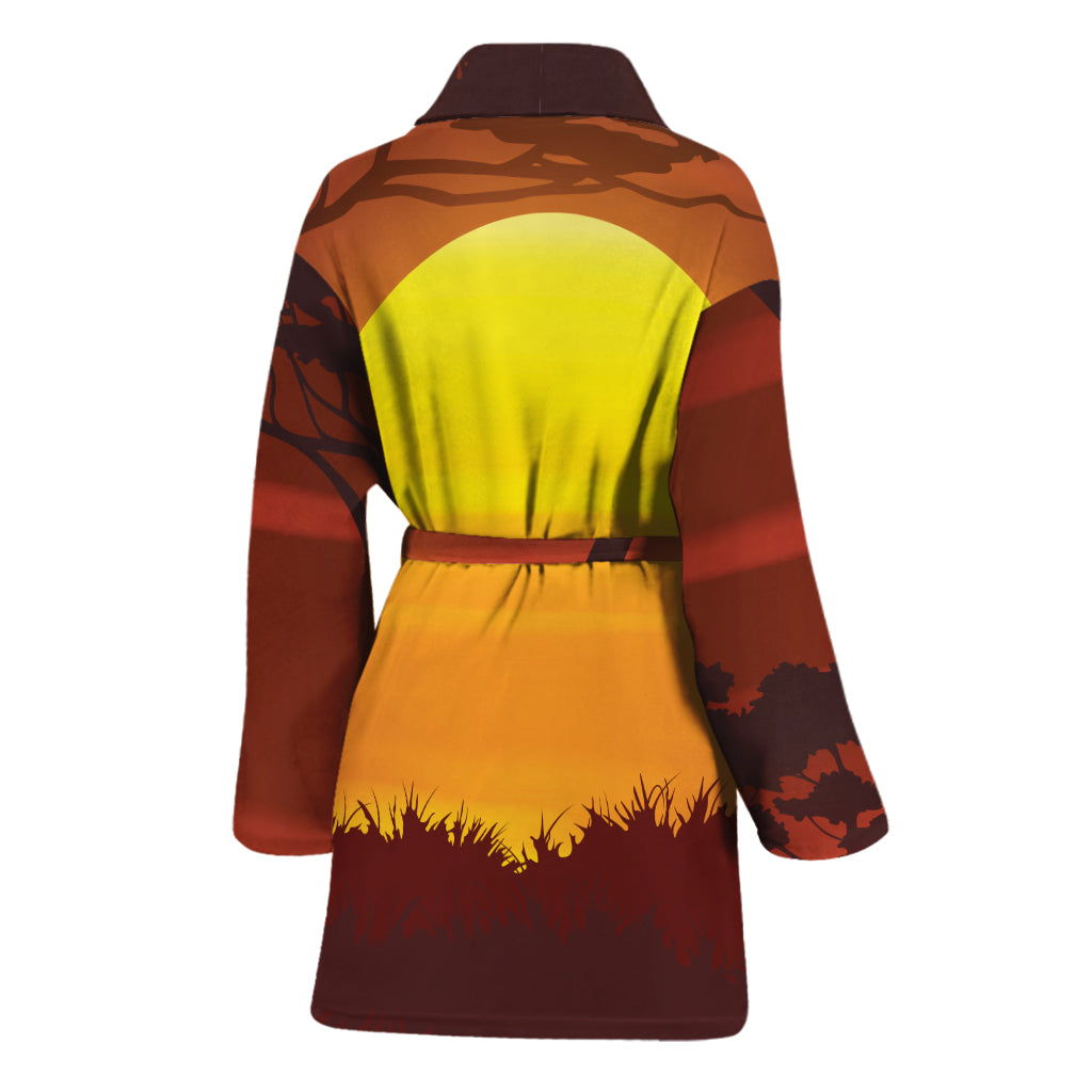 African Savanna Sunset Print Women's Bathrobe