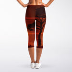 African Savanna Sunset Print Women's Capri Leggings