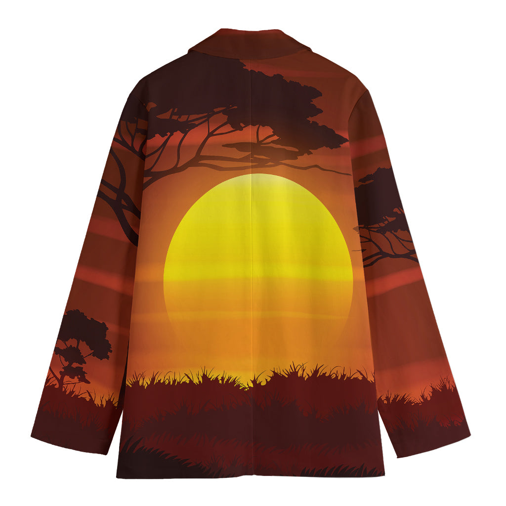African Savanna Sunset Print Women's Cotton Blazer